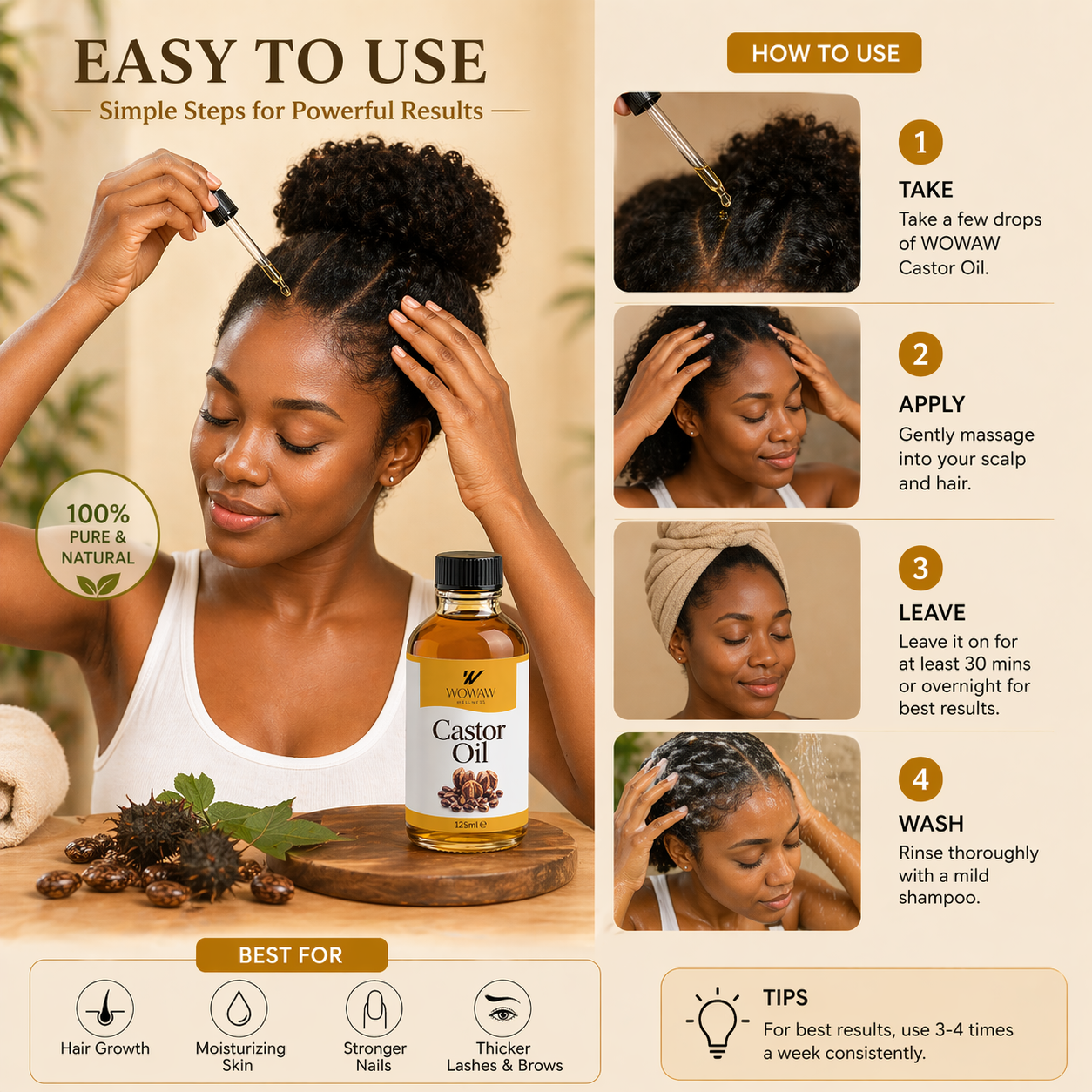 WOWAW 100% Pure Castor Oil